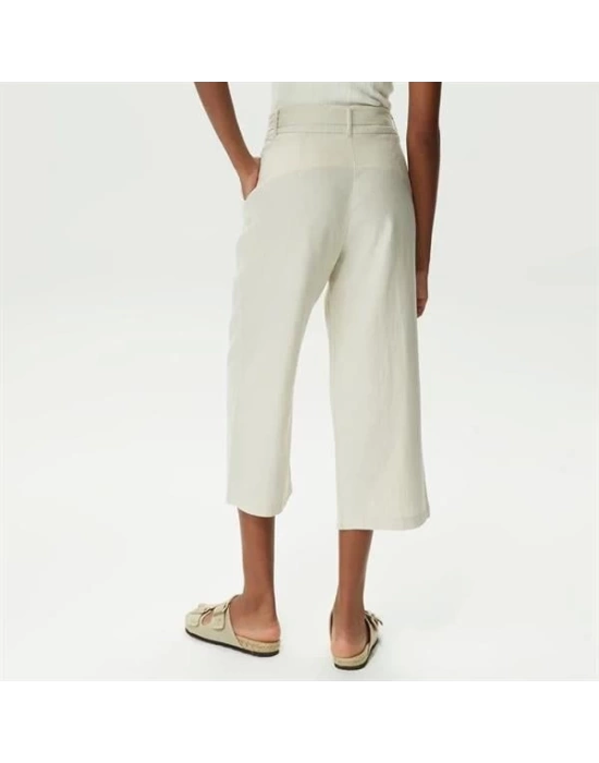 Yüksek Belli Linen Culotte Kadın Rengi Pantolon