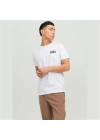 12151955 Bisiklet Yaka Baskılı Erkek T-Shirt Beyaz