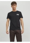 12151955 Bisiklet Yaka Baskılı Erkek T-Shirt Siyah