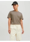 12182498 Yırtık Yaka  Oval Kesim Erkek Tshirt Bej