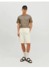 12182498 Yırtık Yaka  Oval Kesim Erkek Tshirt Bej