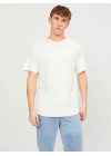 12182498 Yırtık Yaka  Oval Kesim Erkek Tshirt Beyaz