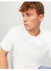 12182498 Yırtık Yaka  Oval Kesim Erkek Tshirt Beyaz