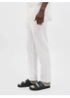 12248606 Relaxed Fıt Beli Lastikli Keten Jogger Erkek Pantolon Beyaz