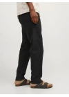 12248606 Relaxed Fıt Beli Lastikli Keten Jogger Erkek Pantolon Siyah