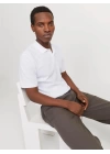 12268130 Likralı Polo Yaka Erkek Tshirt Beyaz