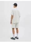12274758 Müslin Kumaş Çizgili Ultra Hafif Erkek Short Beyaz
