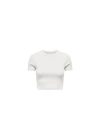 15311891 Likralı Fitilli Crop Kadın T-Shirt Beyaz