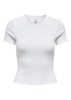 15339774 Likralı Fitilli Slim Fit Kadın T-Shirt Beyaz