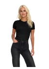 15339774 Likralı Fitilli Slim Fit Kadın T-Shirt Siyah