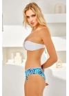 254217 Biye Detaylı Soft Straplez Bikini Takımı Mavi