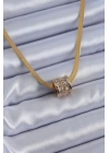 316L Çelik Gold Renk İtalyan Zincir Model Zirkon Taşlı Kadın Kolye