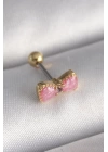 316L Çelik Gold Renk Pembe Fiyonk Model Tragus Piercing