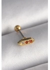 316L Çelik Gold Renk Turuncu Zirkon Taşlı Tragus Piercing