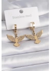 316L Çelik Gold Renk Zirkon Taşlı Anka Kuşu Model Kadın Küpe