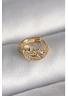 316L Çelik Gold Renk Zirkon Taşlı Ay Yıldız Model Tragus Piercing