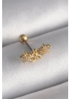 316L Çelik Gold Renk Zirkon Taşlı Çiçek Tragus Piercing
