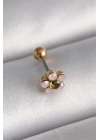 316L Çelik Gold Renk Zirkon Taşlı Çiçek Tragus Piercing