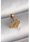 316L Çelik Gold Renk Zirkon Taşlı Kalp Sonsuzluk Detay Tragus Piercing