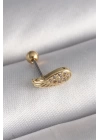 316L Çelik Gold Renk Zirkon Taşlı Kanat Tragus Piercing