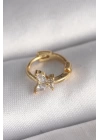 316L Çelik Gold Renk Zirkon Taşlı Kelebek Model Tragus Piercing