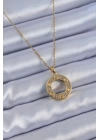 316L Çelik Gold Renk Zirkon Taşlı Model Kadın Kolye