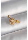 316L Çelik Gold Renk Zirkon Taşlı Sallantı Kalp Detay Tragus Piercing