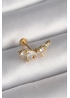 316L Çelik Gold Renk Zirkon Taşlı Tragus Piercing