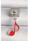 316L Çelik Gümüş Renk Kırmızı Müzik Nota Model Nomination Charm