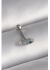 316L Çelik Gümüş Renk Mavi Zirkon Taşlı Tragus Piercing