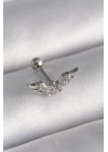 316L Çelik Gümüş Renk Zirkon Taş Detay Kanat Model Tragus Piercing