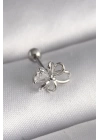 316L Çelik Gümüş Renk Zirkon Taş Detay Kurdele Model Tragus Piercing