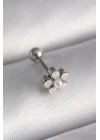 316L Çelik Gümüş Renk Zirkon Taşlı Çiçek Model Tragus Piercing