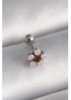 316L Çelik Gümüş Renk Zirkon Taşlı Çiçek Tragus Piercing