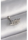 316L Çelik Gümüş Renk Zirkon Taşlı Dal Tragus Piercing