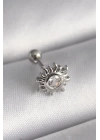 316L Çelik Gümüş Renk Zirkon Taşlı Güneş Tragus Piercing