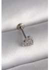 316L Çelik Gümüş Renk Zirkon Taşlı Kalp Model Tragus Piercing