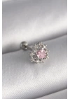 316L Çelik Gümüş Renk Zirkon Taşlı Kalp Tragus Piercing