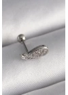 316L Çelik Gümüş Renk Zirkon Taşlı Kanat Tragus Piercing