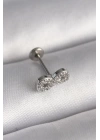 316L Çelik Gümüş Renk Zirkon Taşlı Sonsuzluk Model Tragus Piercing