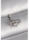 316L Çelik Gümüş Renk Zirkon Taşlı Toplu İğne Tragus Piercing