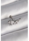 316L Çelik Gümüş Renk Zirkon Taşlı Tragus Piercing