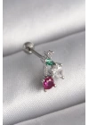 316L Çelik Gümüş Renk Zirkon Taşlı Tragus Piercing