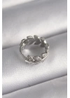 316L Çelik Gümüş Renk Zirkon Taşlı Yaprak Model Tragus Piercing