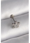 316L Çelik Gümüş Renk Zirkon Taşlı Yıldız Model Tragus Piercing