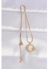 316L Çelik Zincir Gold Renk Ay Yıldız Unisex Kolye