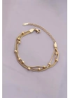 316L Kararmaz Çelik Gold Renk Top Zincirli Kadın Bileklik