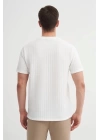 4051 Bisiklet Yaka Desenli Erkek T-Shirt BEYAZ