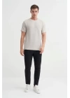 4051 Bisiklet Yaka Desenli Erkek T-Shirt GRİ