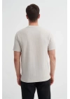4051 Bisiklet Yaka Desenli Erkek T-Shirt GRİ